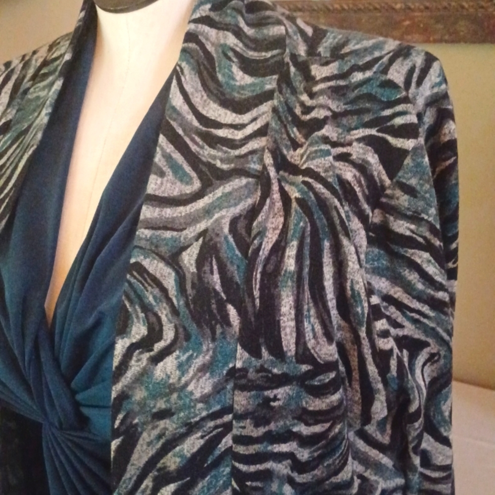 Sz XL Animal Print Open Cardigan by Covington - Picture 2 of 8